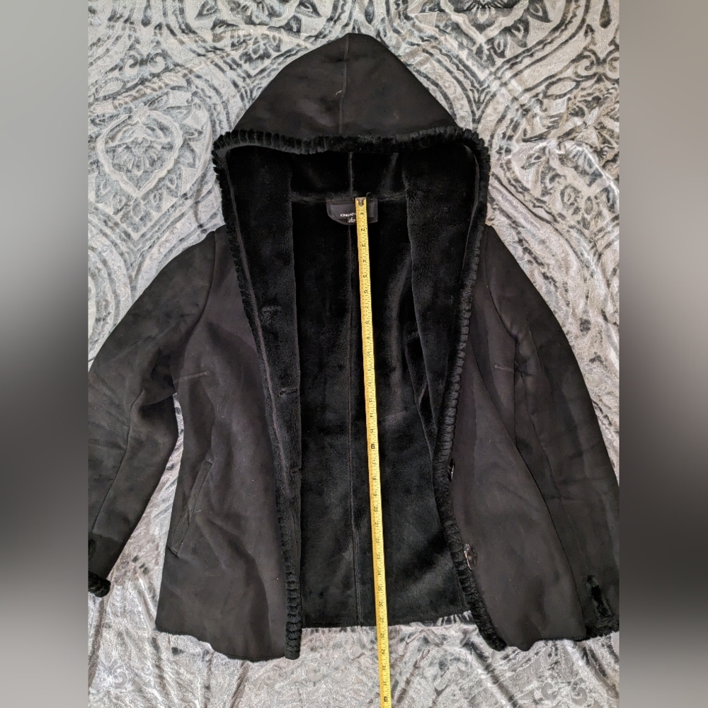 Women’s Small Jones New York Faux Suede Faux Fur Hooded Jacket - Picture 2 of 6